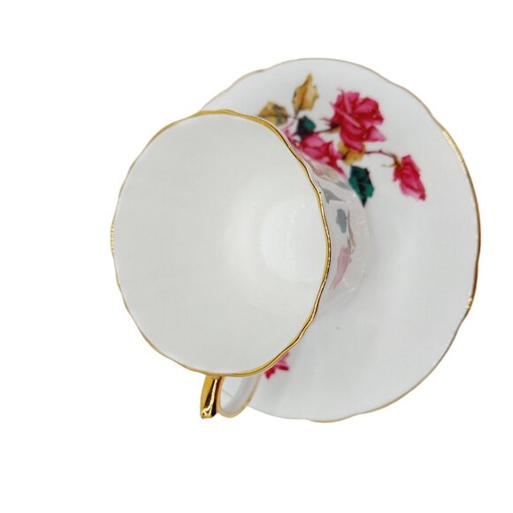 Vintage Royal London Tea Cup & Saucer Set white Red Rose Floral Numbered - Picture 11 of 14